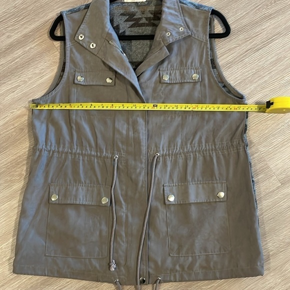 Entro Women Utility Vest Medium Tan Wool Blend Cloth Back Gorpcore Bohemian - Picture 10 of 13